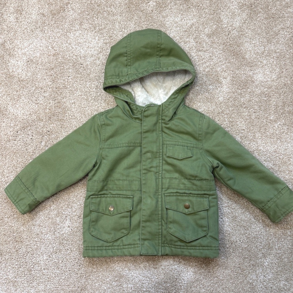 Cat & Jack Toddler Boys Olive Green Sherpa Lined Hooded Fieldβ Jacket 18M